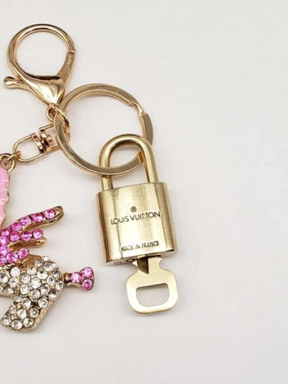 Authentic LV Gold Padlock & Key Set ✨ Luxury Bag Charm w/ Unbranded Keychain